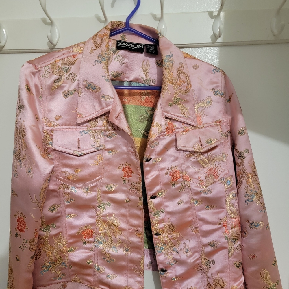 Pink Satin Asian waist length jacket